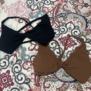 Black and Brown Twist Front sport bra set